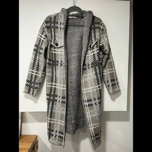 By Design for Nordstrom Rack Plaid Cardigan Black Gray Women’s XS